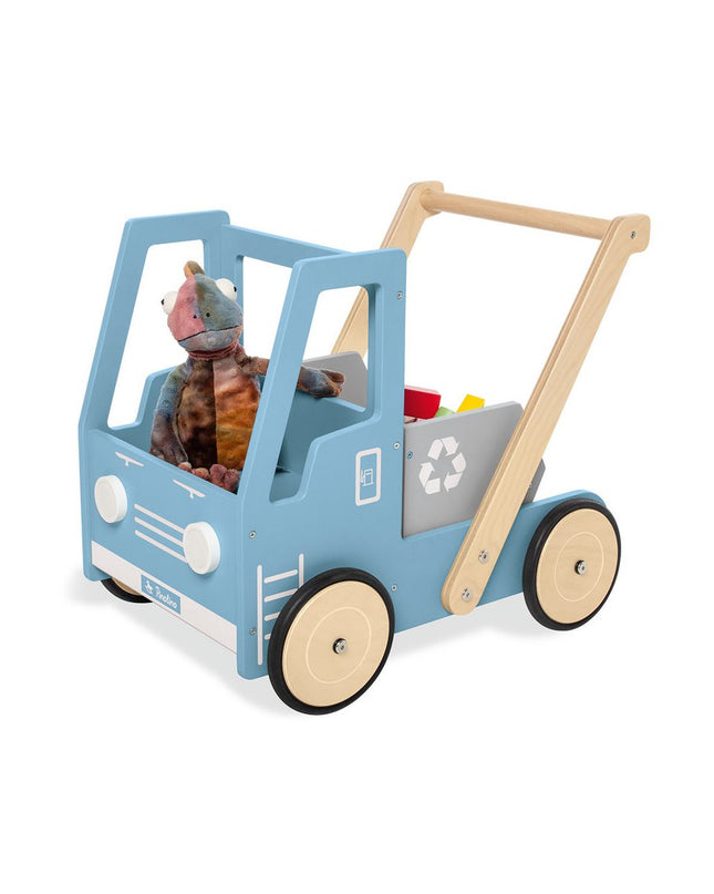 Leren loopwagen 'Kipplaster Fred', blauw