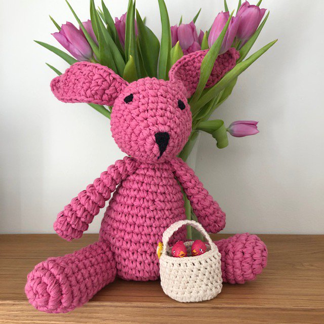 Luna-Leena konijn/konijn roze knuffel  - katoen - handgehaakt in Nepal