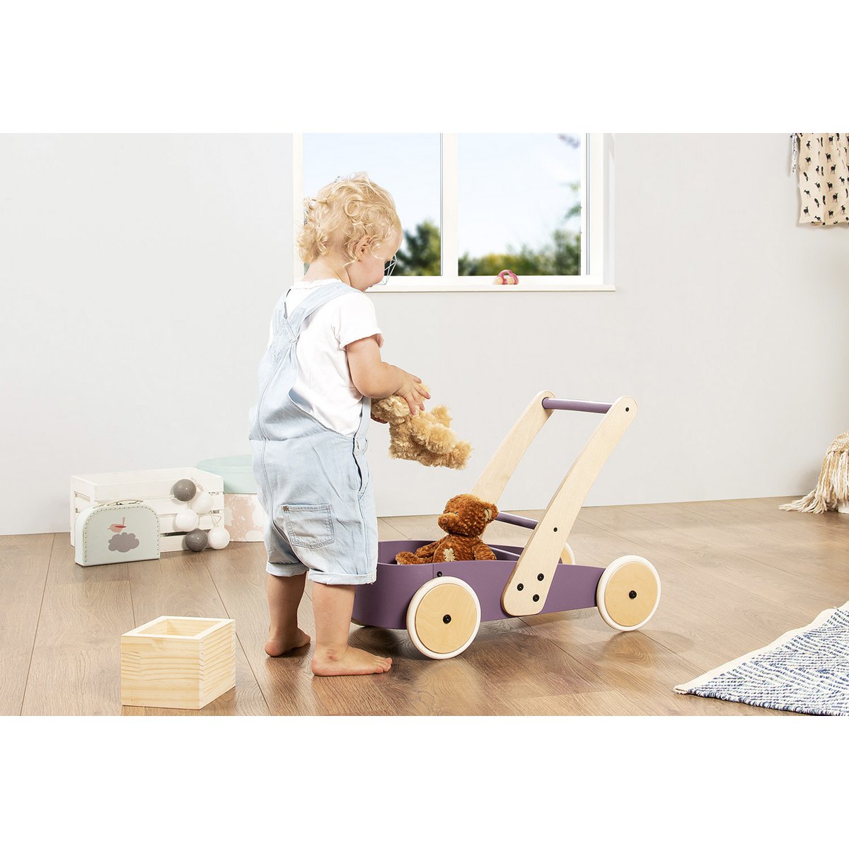 Leren looprek 'Fiete', braam loopwagen