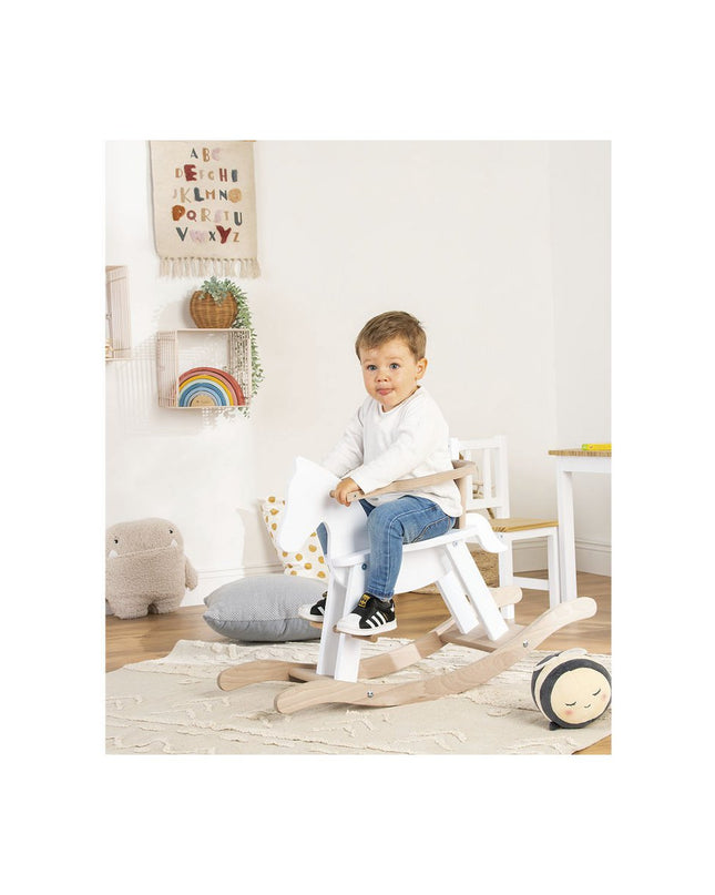 Hobbelpaard 'Pinolino' met ring, wit/naturel