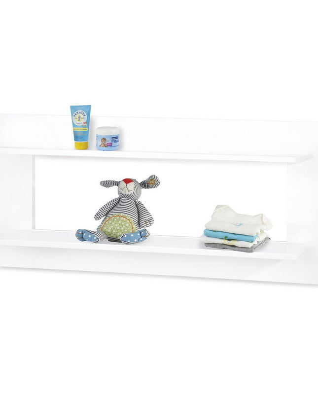 Startset 'Hilda & Riva' breed, wit, incl. wandplank
3 delen: huisbed, brede commode, wandplank
