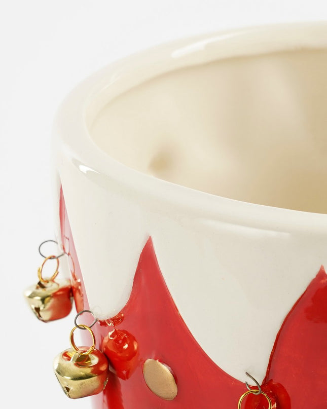 Funny Bloempot - L29 x B18 x H17 cm - Dolomiet - Rood kerst 2025