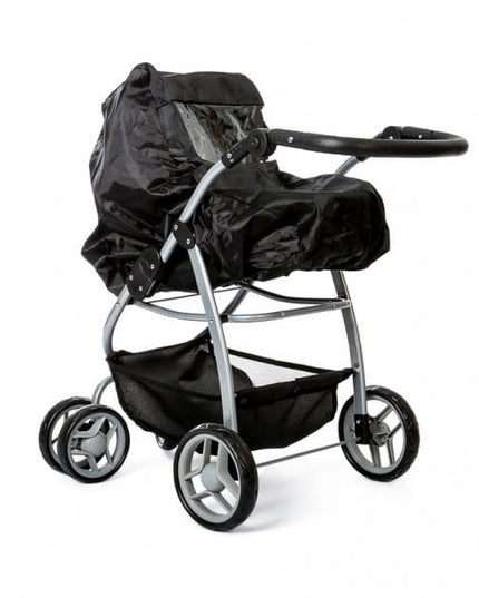 Regenhoes voor poppenwagen zwart