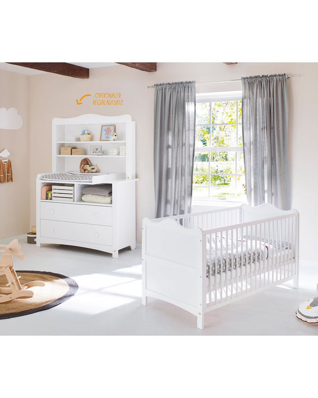 Startset 'Florentina' extra breed, incl. extra brede kast
3 delen: ledikant, extra brede commode incl. Extra brede kast