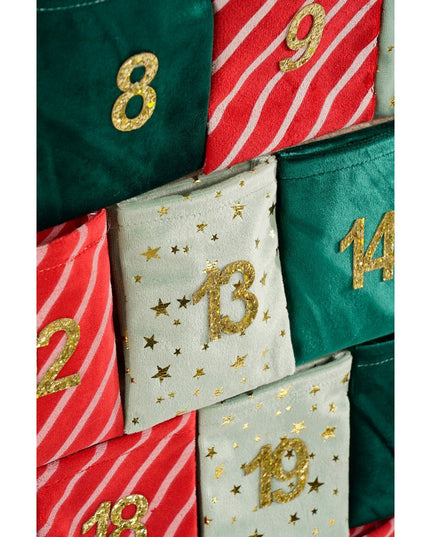 Adventskalender - L72 x B1 x H51 cm - Vilt - Groen, Rood kerst 2025