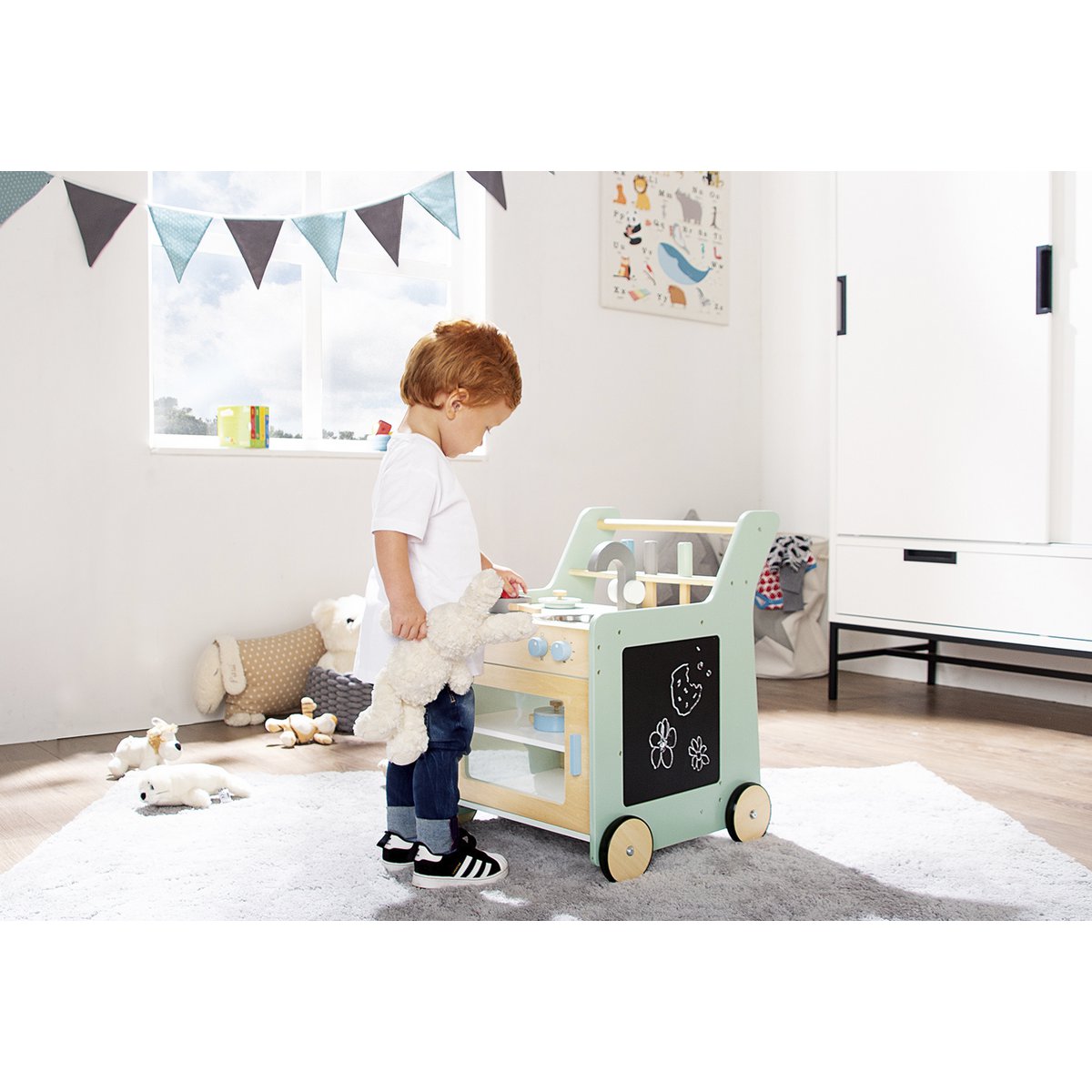 Kinderkeuken 'Kalle', pastelgroen hout