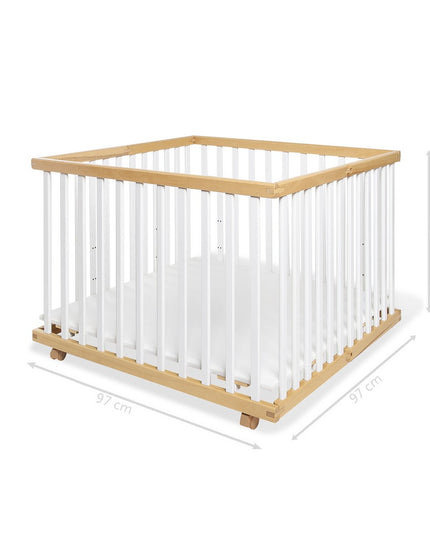 Babybox 'Lexus' groot, opvouwbaar, wit/naturel