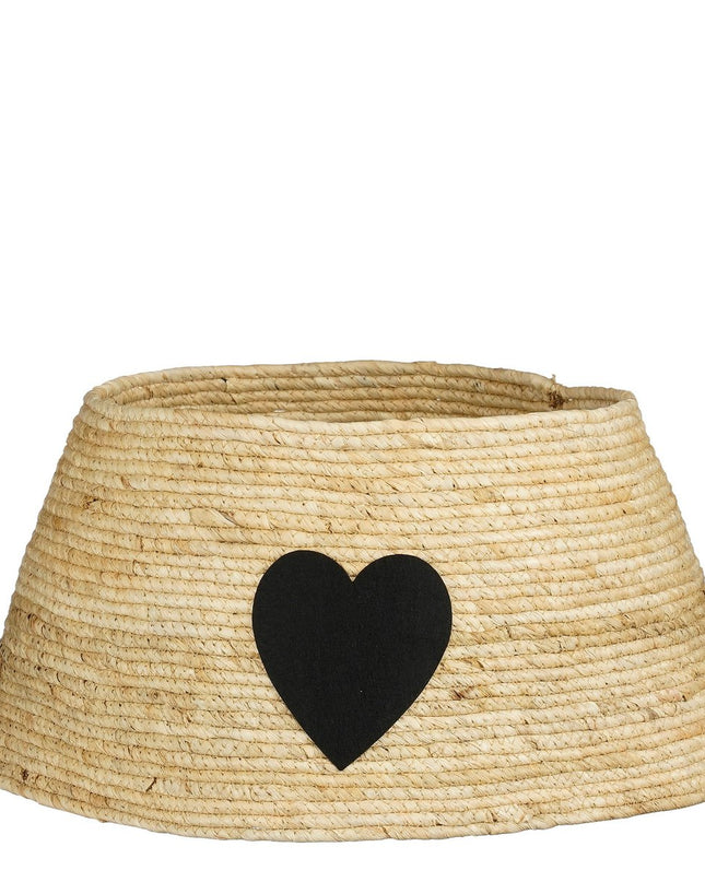 Kerstboomrok met Hart - L50 x B50 x H26 cm - Maïsblad - Crème, Zwart kerst 2025