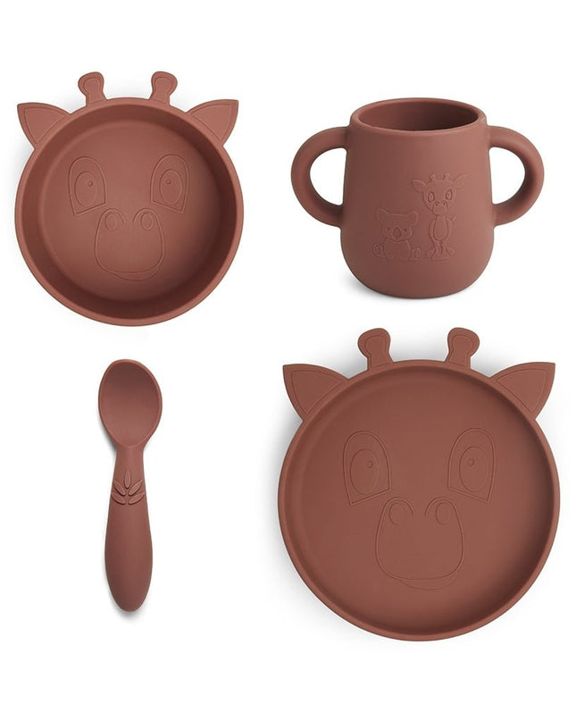 Lykke siliconen dinerset 4-pack Giraffe