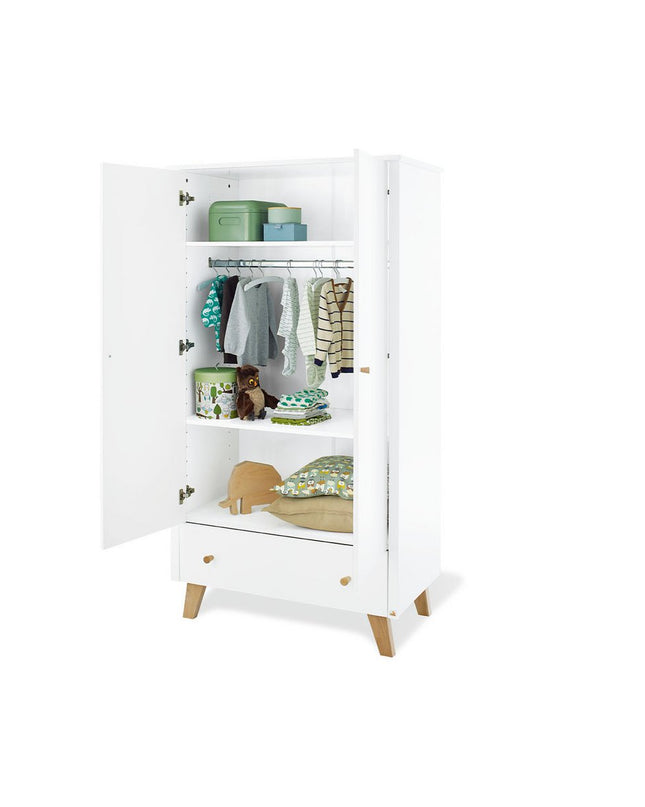 Startset 'Pan' breed, incl. wandplank4 delen: ledikant, brede commode, 2-deurs kledingkast, wandplank