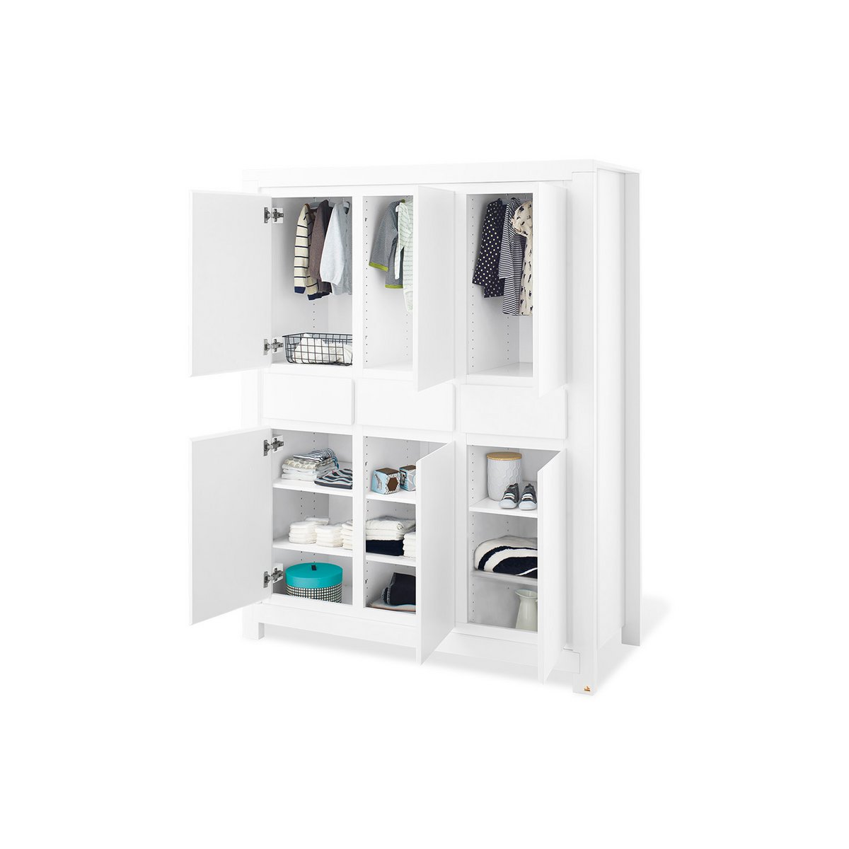 Startset 'Milk' extra breed groot, incl. wandplank4 delen: ledikant, extra brede commode, grote kledingkast, wandplank