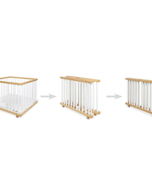 Babybox 'Lexus' groot, opvouwbaar, wit/naturel