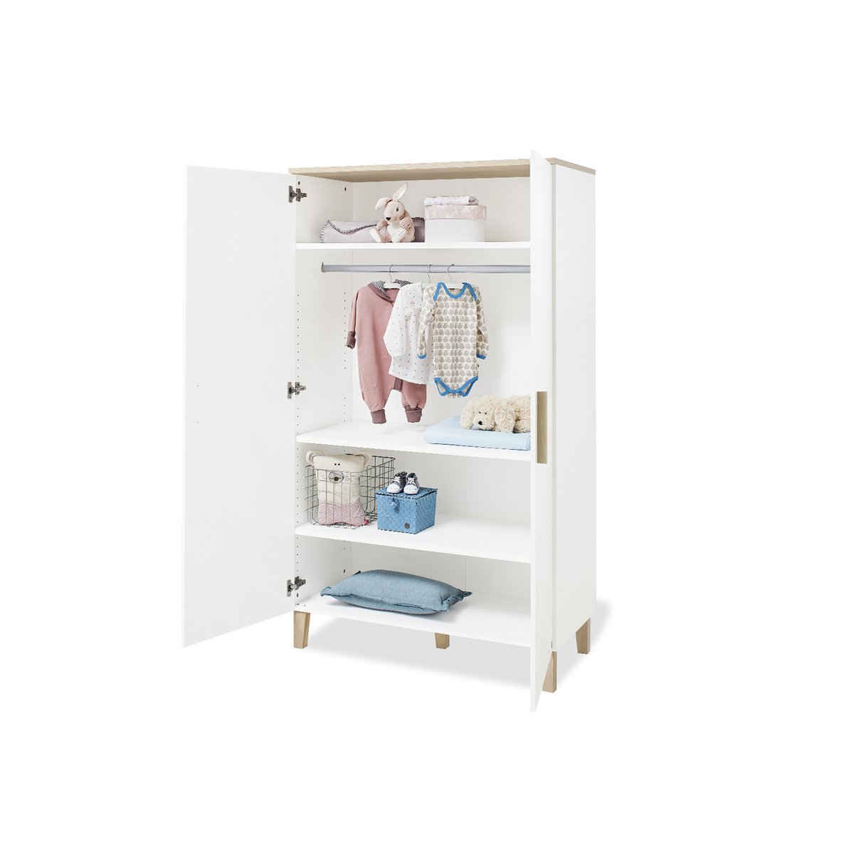 Startset 'Lumi' breed3 delen: ledikant, brede commode, 2-deurs kledingkast