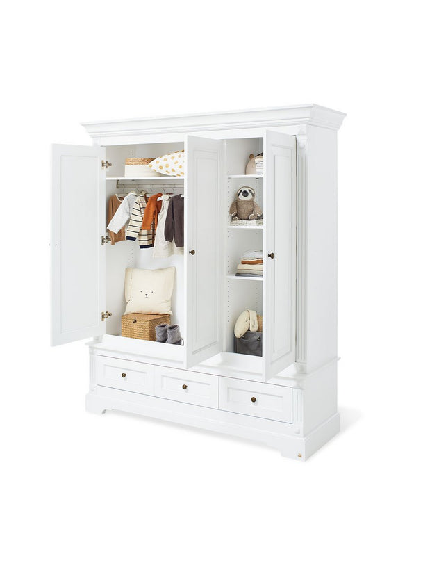 Startset 'Emilia' breed groot, incl. wandplank4 delen: ledikant, brede commode, grote kledingkast, wandplank