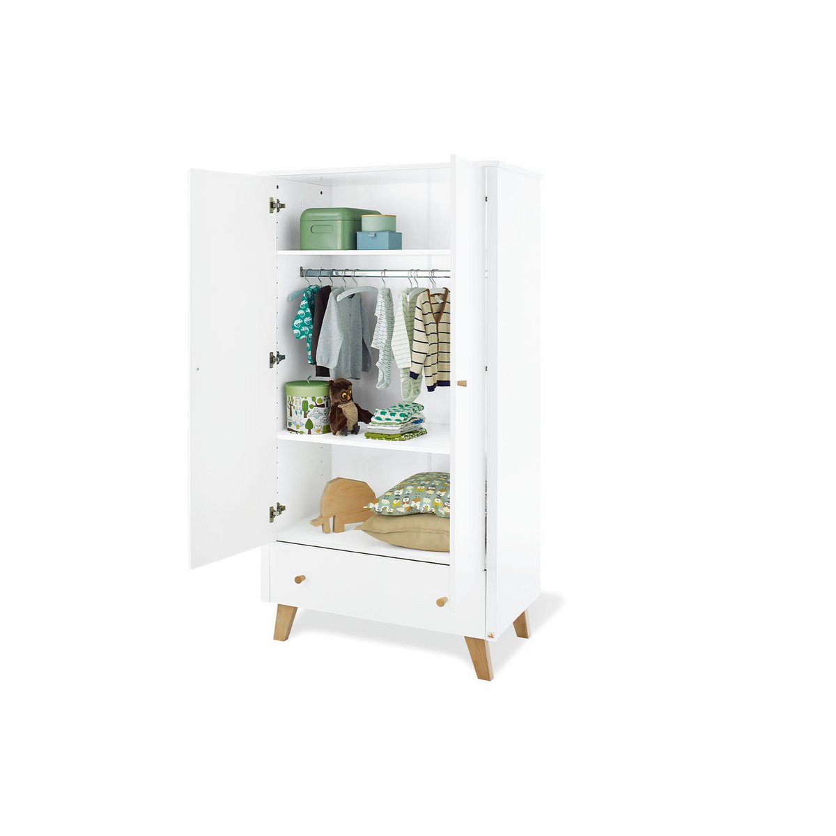 Startset 'Pan' extra breed3 delen: ledikant, extra brede commode, 2-deurs kledingkast