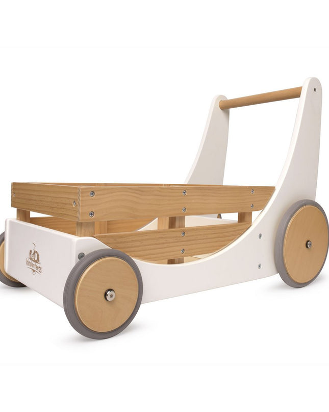 Kinderfeets 2-in-1 houten opbergkar & loopwagen - Wit