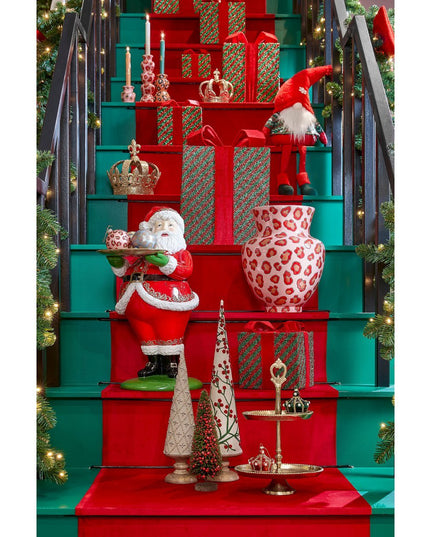 Decoratie Kerstboom - H55 x Ø12 cm - Katoen, IJzer, Mangohout - FSC 100% - Rood kerst 2025