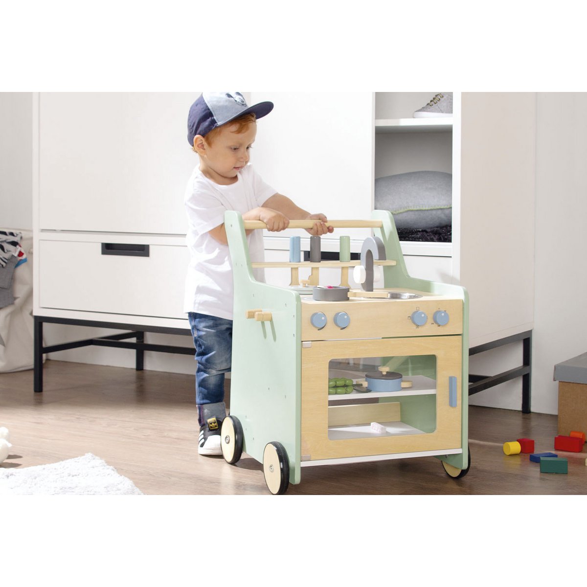 Kinderkeuken 'Kalle', pastelgroen hout