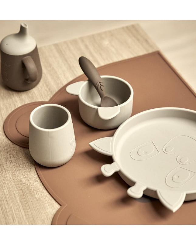 Lykke siliconen dinerset 4-pack Giraffe-Cobblestone