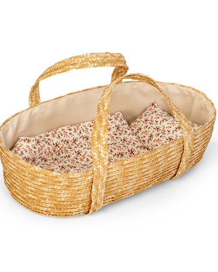 Rieten Poppenreiswieg / Mozes mandje met bedsetje 50cm