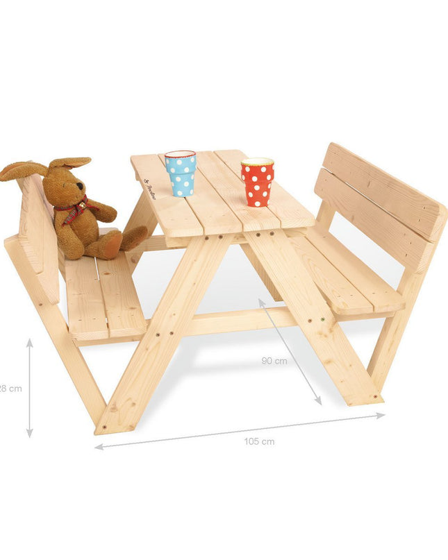 Kinderpicknickbank 'Nicki für 4 mit Lehne', naturel