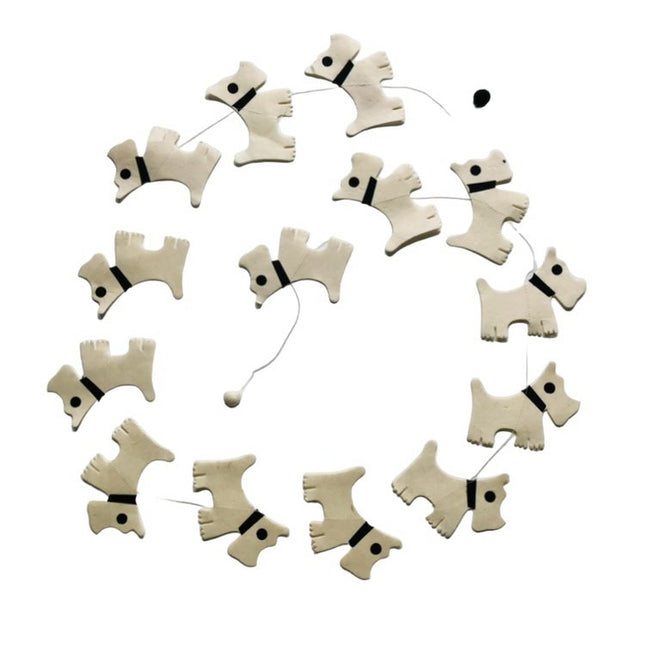 Luna-Leena slinger hond ecopapier gebroken wit wanddecoratie - L1,82cm - handgemaakt in Nepall