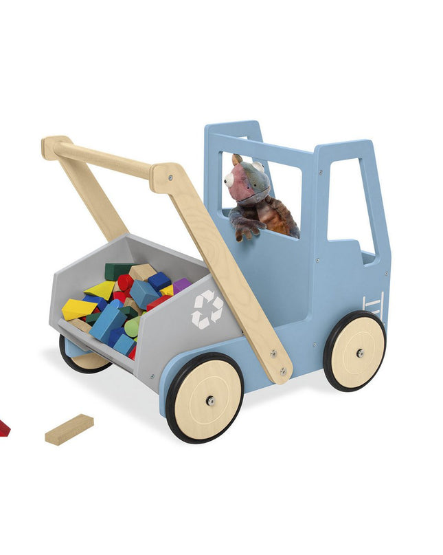 Leren loopwagen 'Kipplaster Fred', blauw