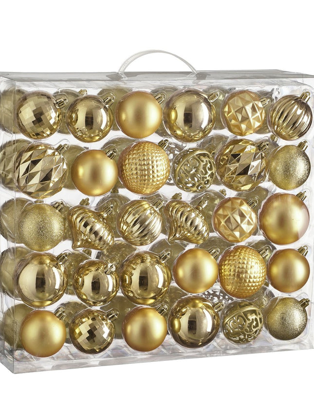 Kerstballen Set - 60 Stuks - Ø7 cm - Onbreekbaar - Goud kerst 2025