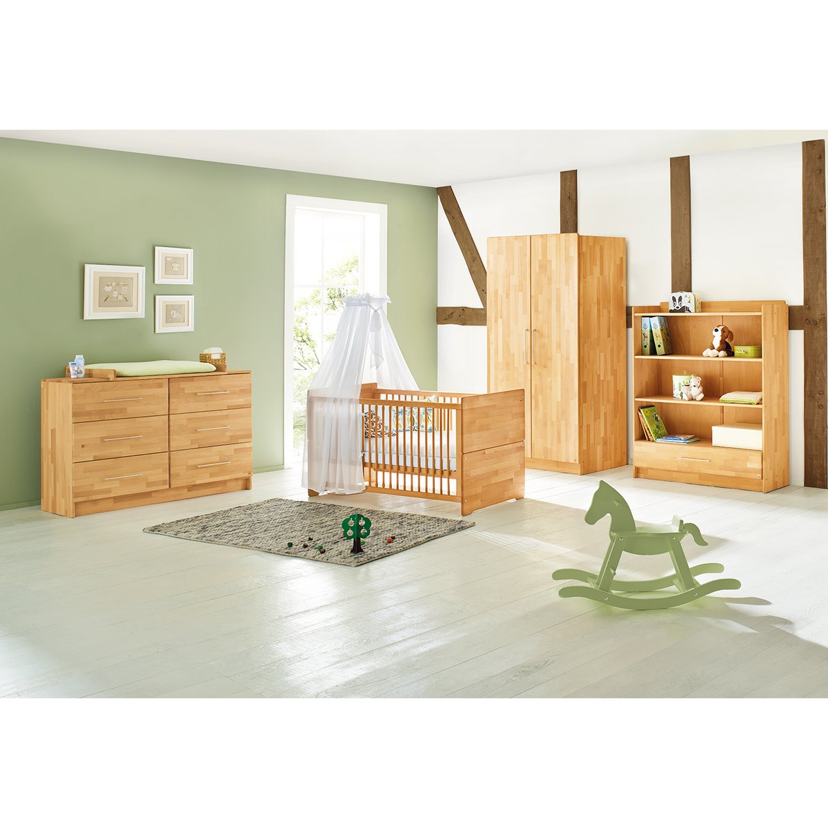 Startset 'Natura' extra breed3 delen: ledikant, extra brede commode, 2-deurs kledingkast