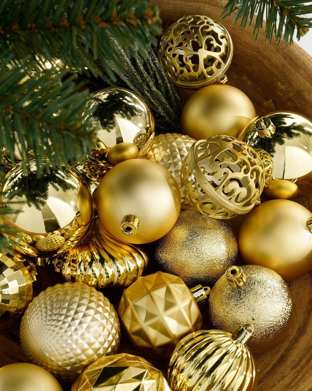 Kerstballen Set - 60 Stuks - Ø7 cm - Onbreekbaar - Goud kerst 2025