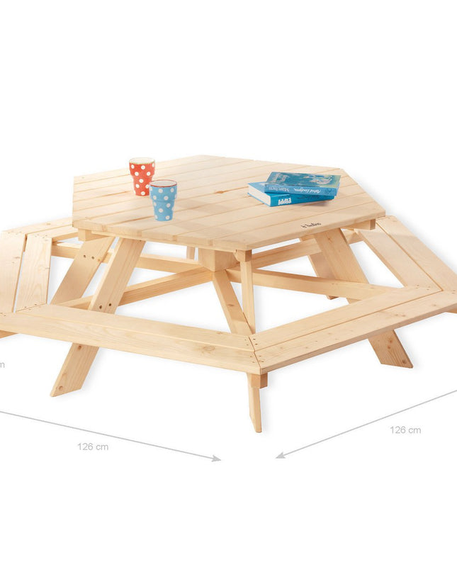 Kinderpicknickbank 'Nicki 6-Eck' naturel