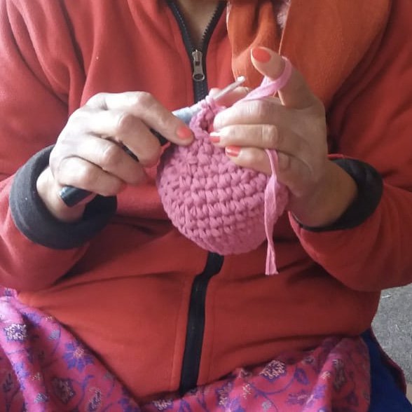 Luna-Leena konijn/konijn roze knuffel  - katoen - handgehaakt in Nepal