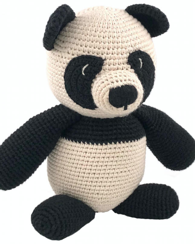 Luna-Leena panda beer knuffel zwart & wit - biologisch katoen - handgehaakt in Nepal