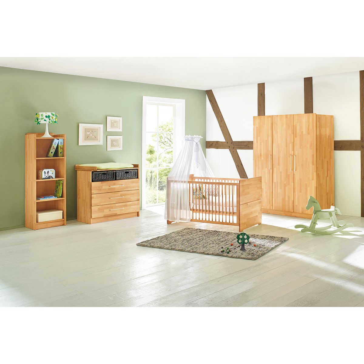Startset 'Natura' breed groot3 delen: ledikant, brede commode, grote kledingkast