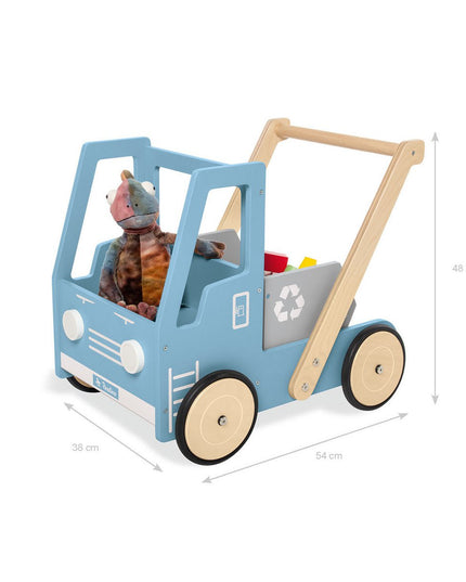 Leren loopwagen 'Kipplaster Fred', blauw