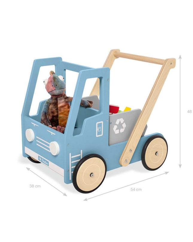 Leren loopwagen 'Kipplaster Fred', blauw