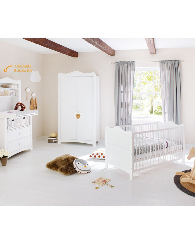 Startset 'Florentina' breed, incl. brede kast4 delen: ledikant, brede commode, brede plank, 2-deurs kledingkast