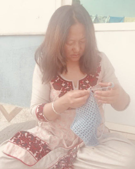 Luna -Leena Bag Kids - Light Blue - Organic Cotton - Hand Haak in Nepal