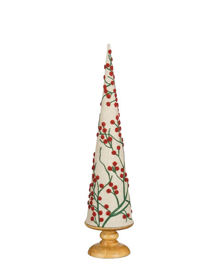 Decoratie Kerstboom - H55 x Ø12 cm - Katoen, IJzer, Mangohout - FSC 100% - Rood kerst 2025