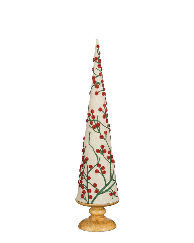 Decoratie Kerstboom - H55 x Ø12 cm - Katoen, IJzer, Mangohout - FSC 100% - Rood kerst 2025