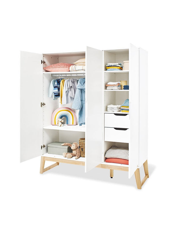 Startset 'Bridge' breed groot, incl. wandplank4 delen: ledikant, brede commode, grote kledingkast, wandplank