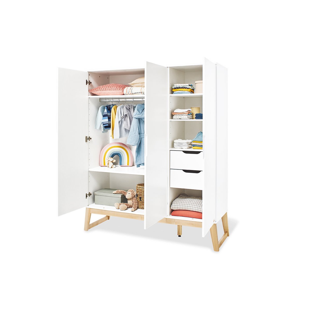 Startset 'Bridge' breed groot, incl. wandplank4 delen: ledikant, brede commode, grote kledingkast, wandplank