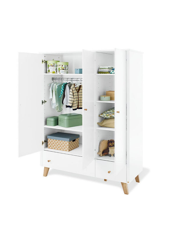 Startset 'Pan' extra breed groot, incl. wandplank4 delen: ledikant, extra brede commode, grote kledingkast, wandplank