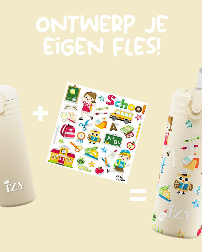 IZY Kids Thermos bidon - Yellow School - 350ML To-Go Insulated Water Bottles