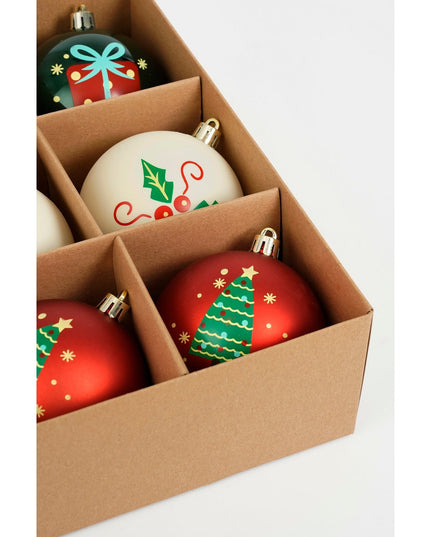 Kerstballen Set - 9 Stuks - Ø8 cm - Onbreekbaar - Wit, Rood, Groen kerst 2025