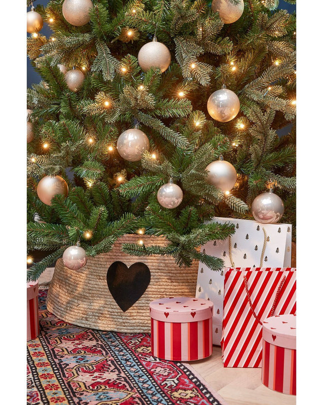 Kerstboomrok met Hart - L50 x B50 x H26 cm - Maïsblad - Crème, Zwart kerst 2025