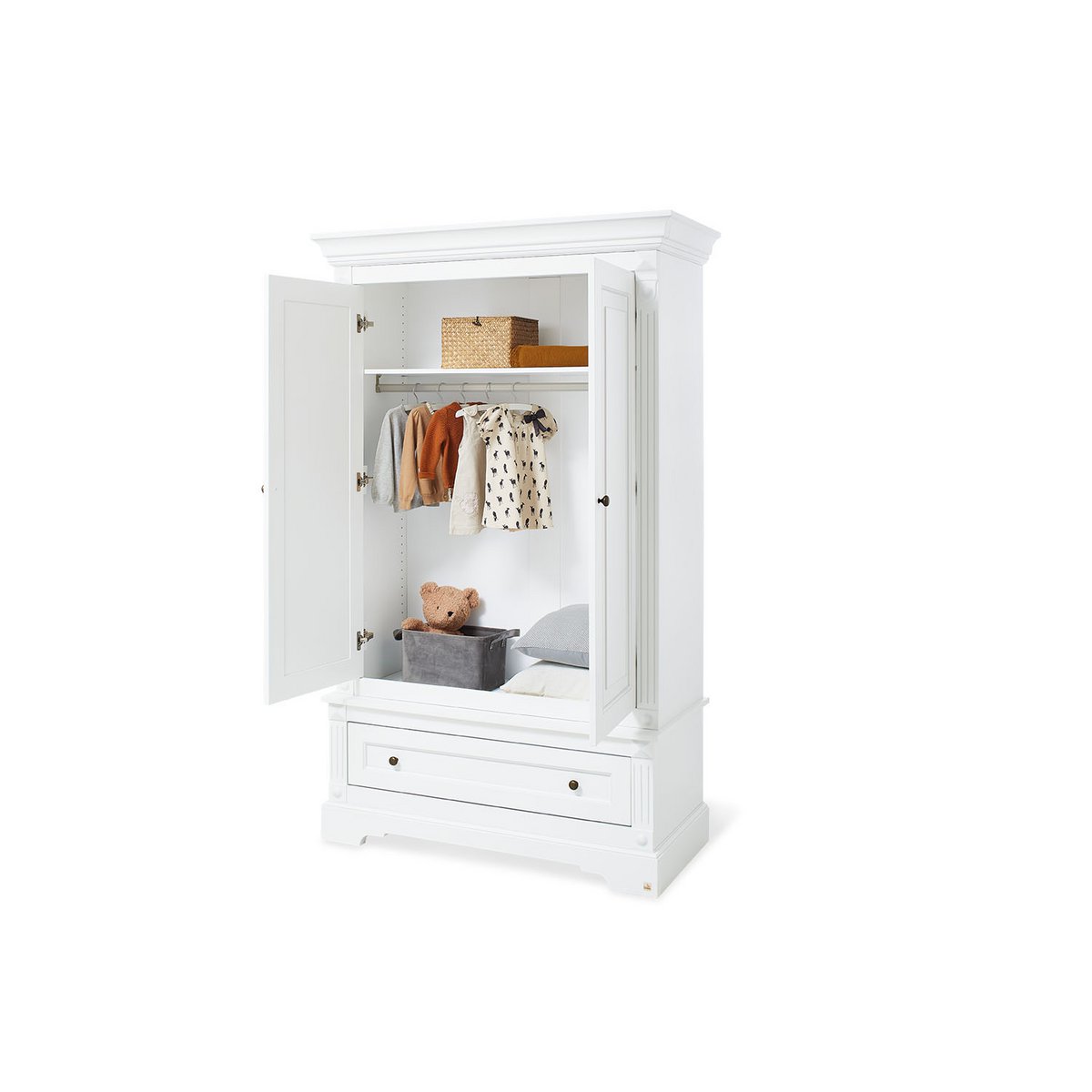 Startset 'Emilia' extra breed, incl. wandplank4 delen: ledikant, extra brede commode, 2-deurs kledingkast, wandplank
