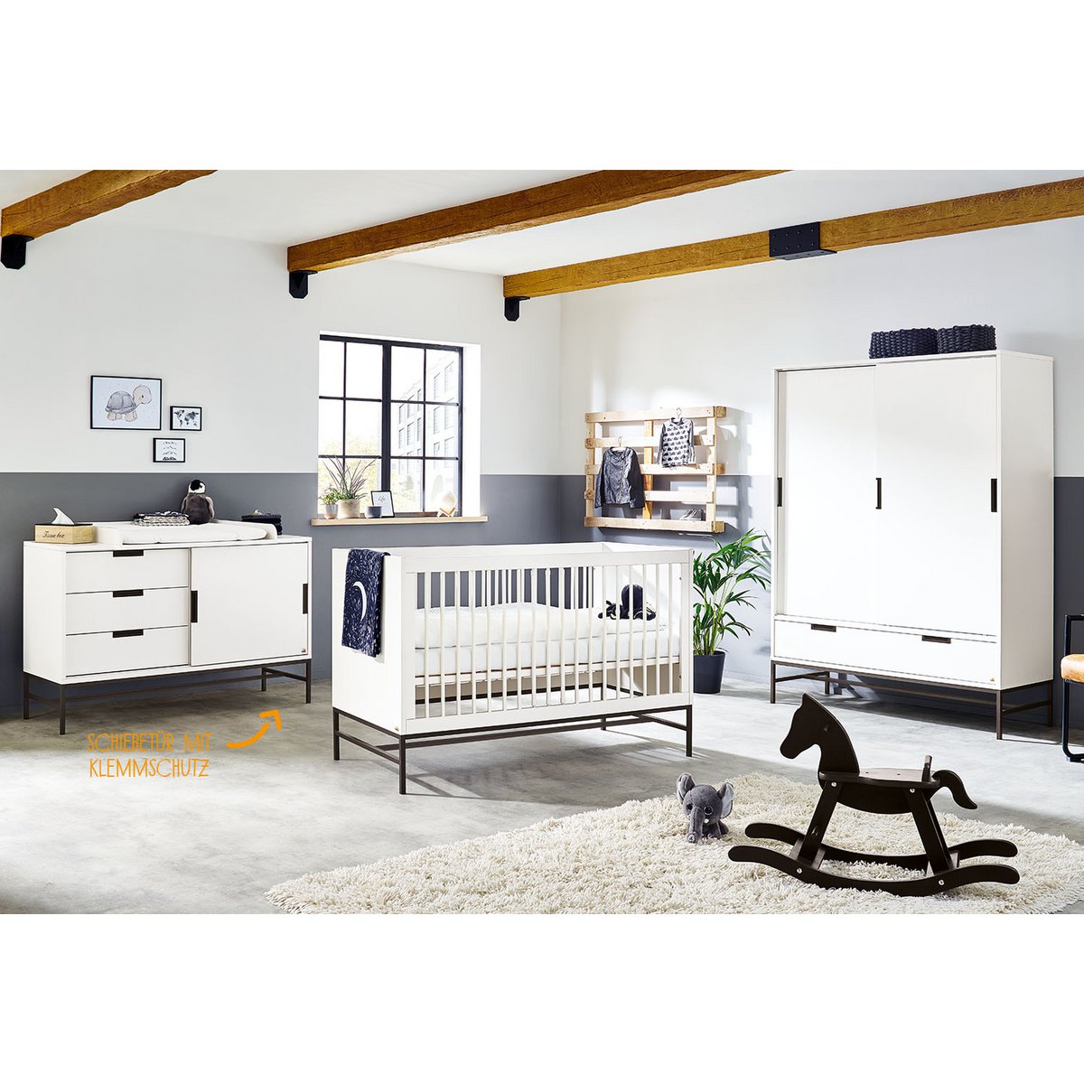 Startset 'Steel' extra breed groot3 delen: ledikant, extra brede commode, grote kledingkast