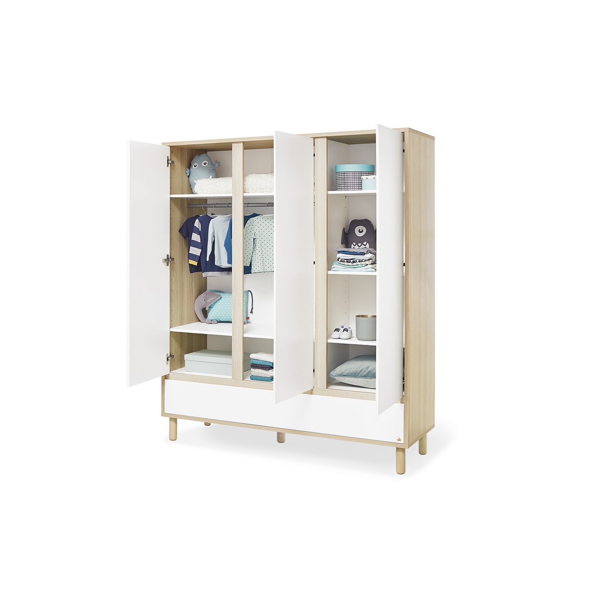 Startset 'Flow' breed groot3 delen: ledikant, brede commode, grote kledingkast