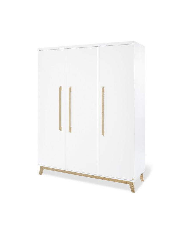 Startset 'Hilda & Riva' breed groot, wit, incl. wandplank4 delen: huisbed, brede commode, grote kledingkast, wandplank